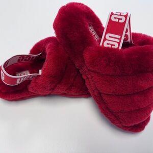 UGG Red Fluffy Slippers
